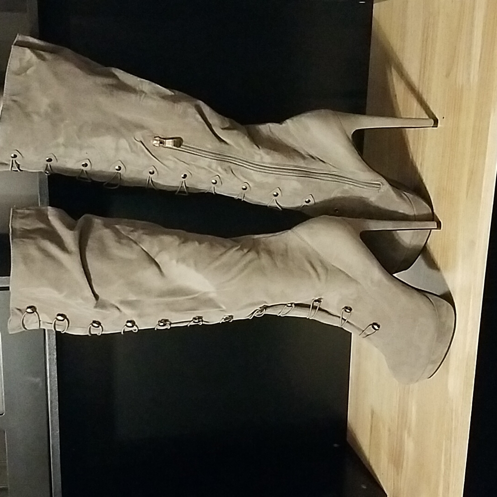 Gray suede boots